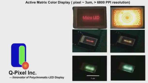 Q-Pixel推出6800PPI的MicroLED显示器(图1)